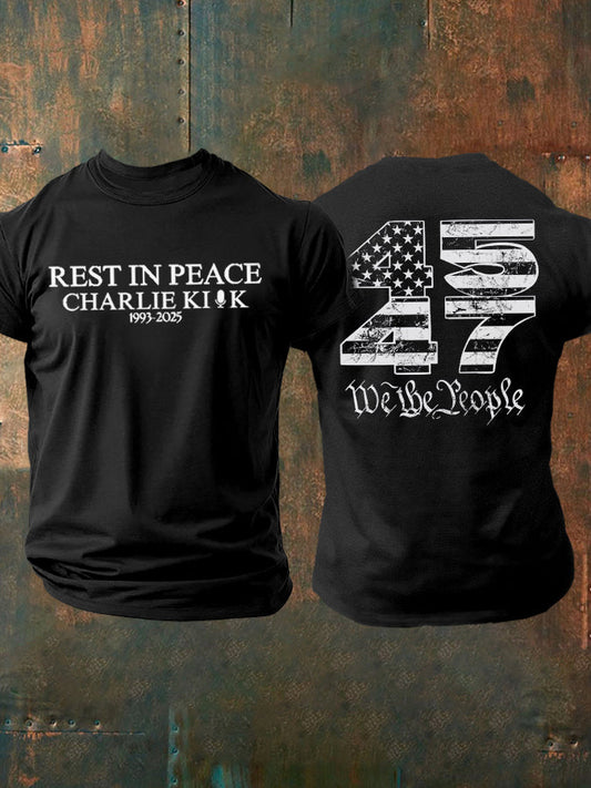 Men's Rest In Peace Charlie Kirk Point Printed T-shirt