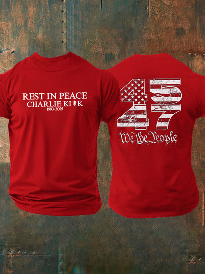 Men's Rest In Peace Charlie Kirk Point Printed T-shirt