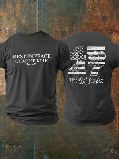Men's Rest In Peace Charlie Kirk Point Printed T-shirt