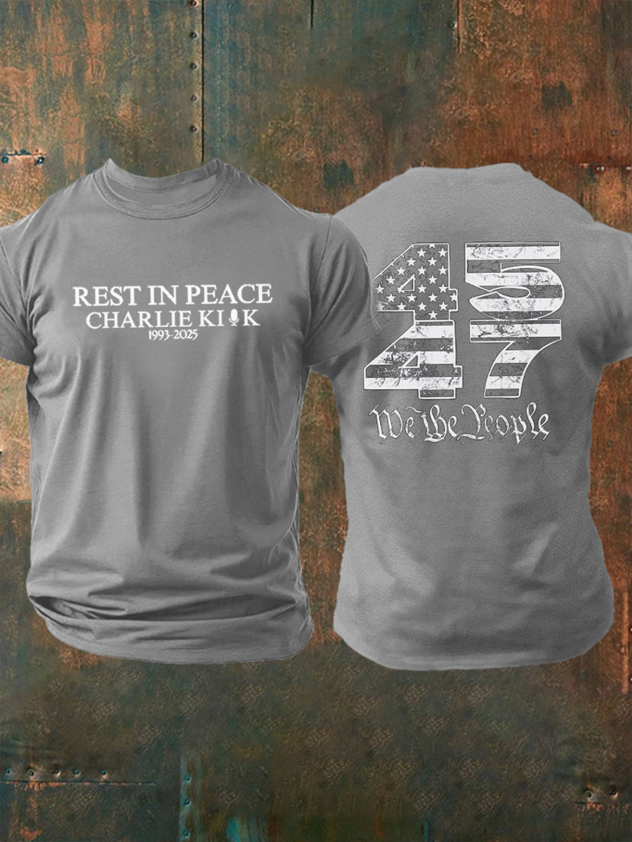 Men's Rest In Peace Charlie Kirk Point Printed T-shirt