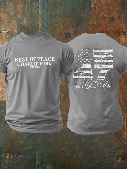Men's Rest In Peace Charlie Kirk Point Printed T-shirt