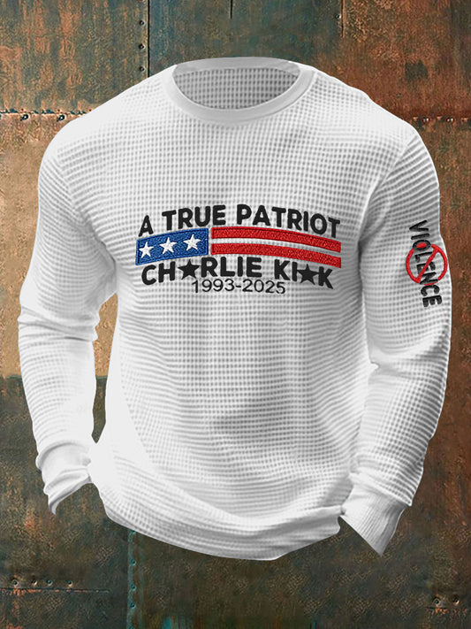 Men's Freedom Is Not Free R.I.P Charlie Kirk  Waffle Long Sleeve T-Shirt
