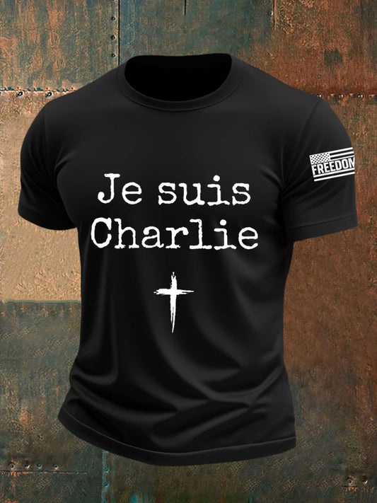 Men's Je Suis Charlie A True Patriot R.I.P Charlie Kirk Tee