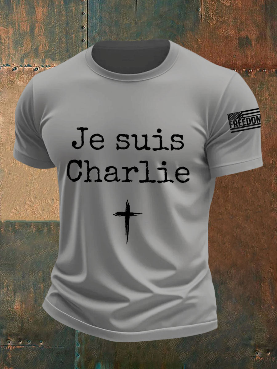 Men's Je Suis Charlie A True Patriot R.I.P Charlie Kirk Tee