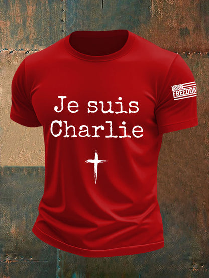 Men's Je Suis Charlie A True Patriot R.I.P Charlie Kirk Tee