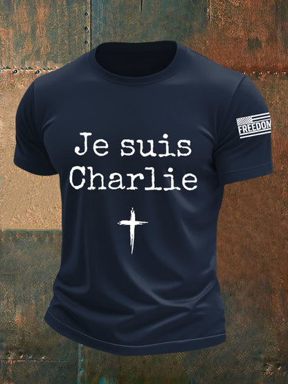 Men's Je Suis Charlie A True Patriot R.I.P Charlie Kirk Tee