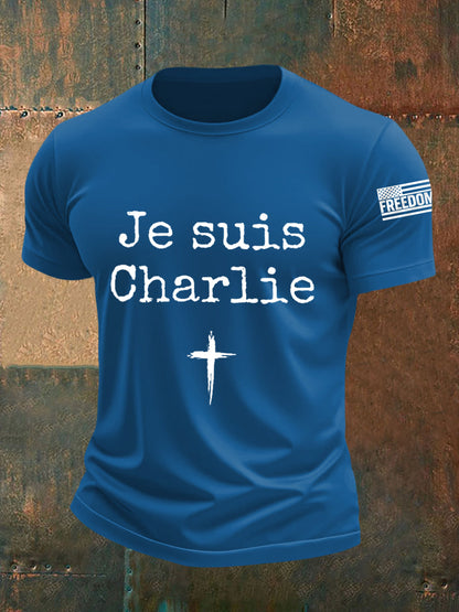 Men's Je Suis Charlie A True Patriot R.I.P Charlie Kirk Tee