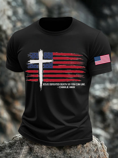 Men's Jesus Defeated Death So You Can Live Charlie Kirk Printed T-shirt
