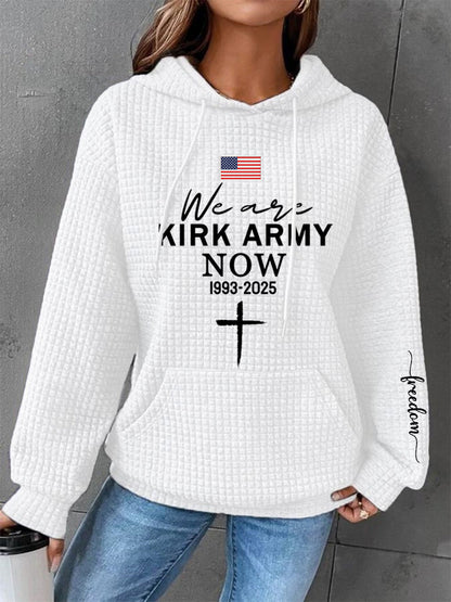 Women's We Are Kirk Army Now! R.I.P Charlie Kirk Waffle Hoodie