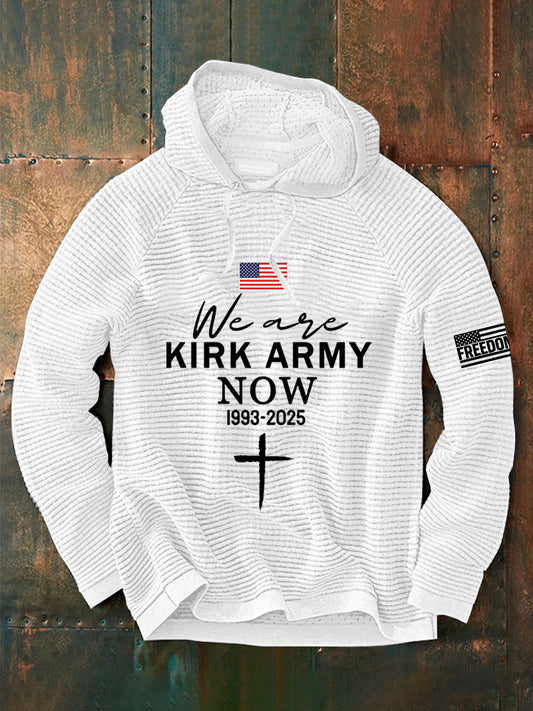 Men's We Are Kirk Army Now! R.I.P Charlie Kirk Waffle Hoodie