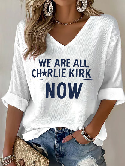 Women's Voice of Freedom Waffle Print Casual T-Shirt