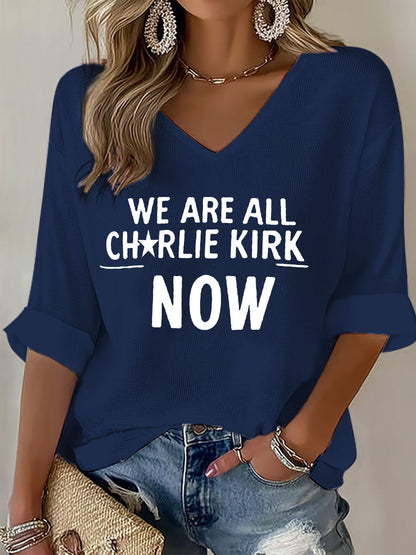 Women's Voice of Freedom Waffle Print Casual T-Shirt