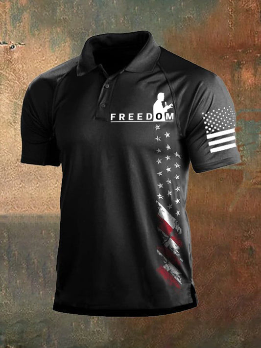 Men's Freedom USA Flag Print Short Sleeves Top
