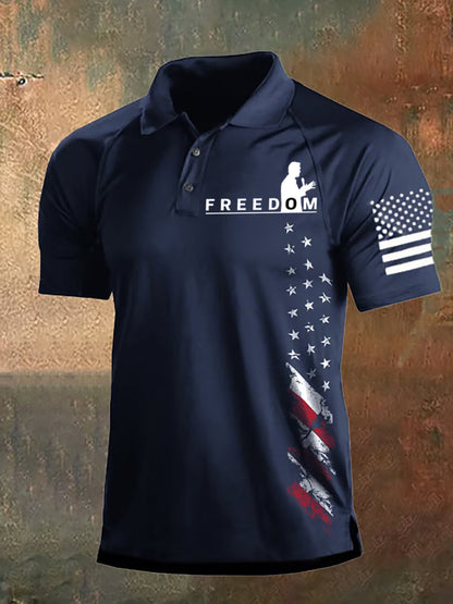 Men's Freedom USA Flag Print Short Sleeves Top