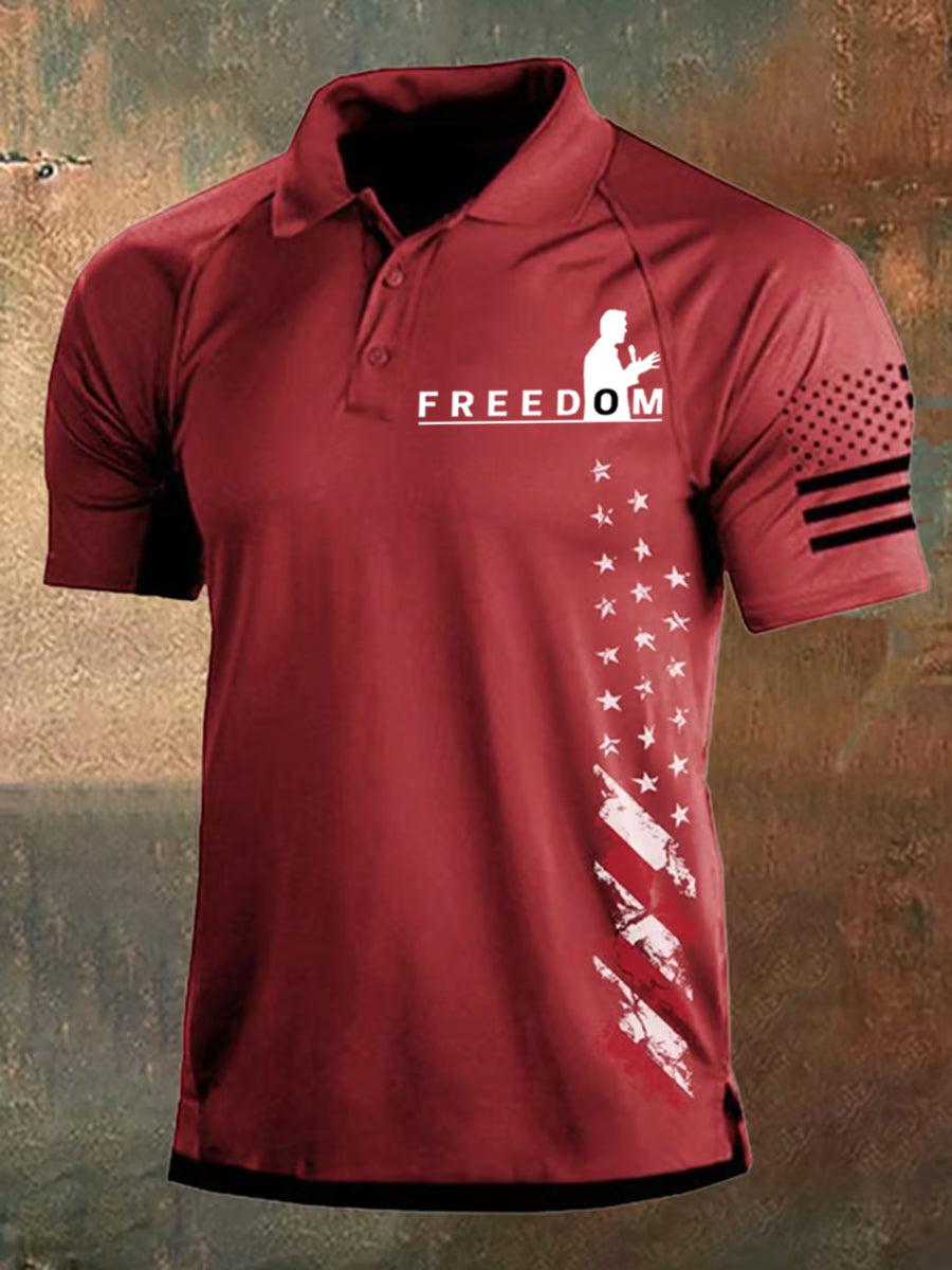Men's Freedom USA Flag Print Short Sleeves Top