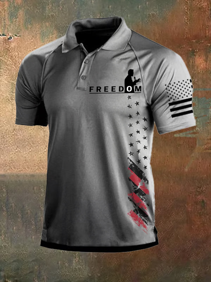Men's Freedom USA Flag Print Short Sleeves Top