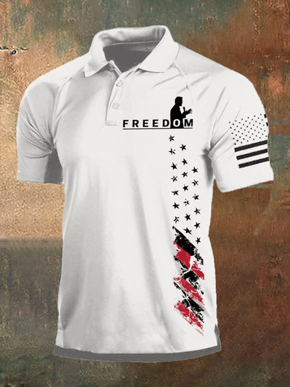Men's Freedom USA Flag Print Short Sleeves Top