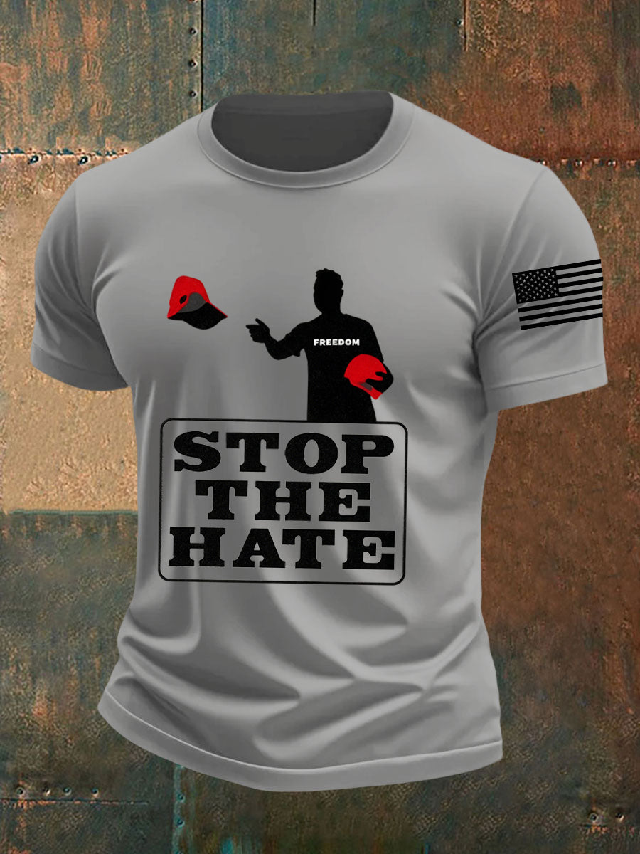 Men's Stop The Hate Print short-sleeved T-shirt