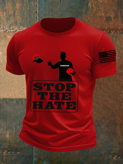 Men's Stop The Hate Print short-sleeved T-shirt