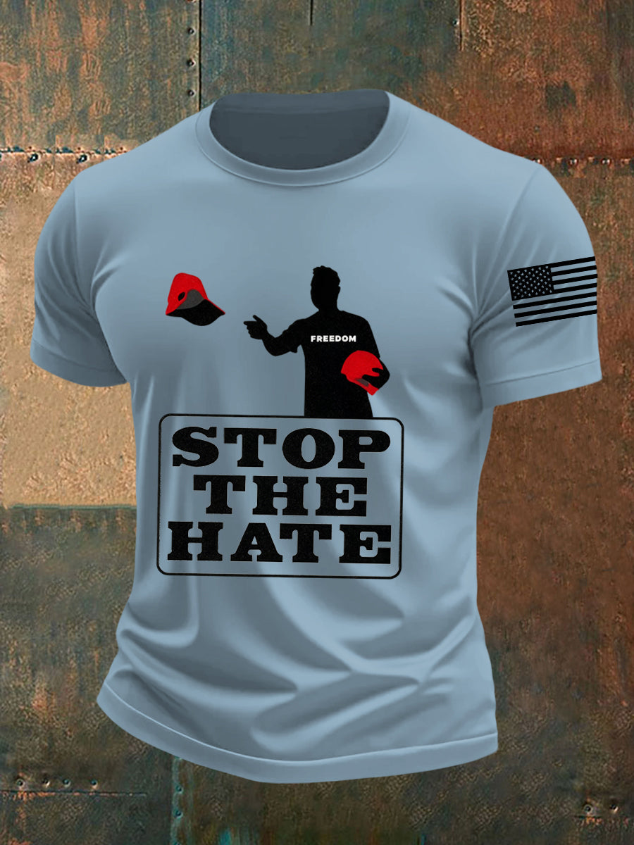 Men's Stop The Hate Print short-sleeved T-shirt
