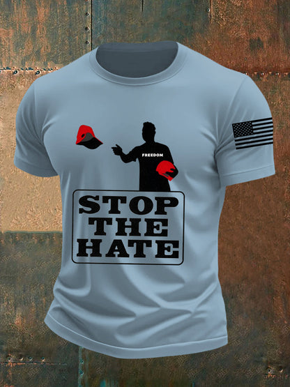 Men's Stop The Hate Print short-sleeved T-shirt