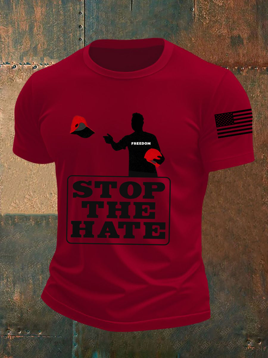 Men's Stop The Hate Print short-sleeved T-shirt