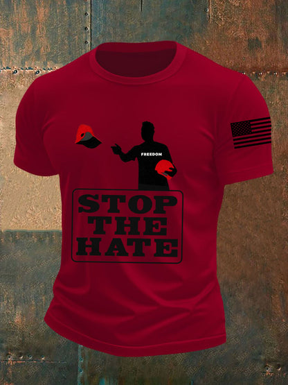 Men's Stop The Hate Print short-sleeved T-shirt