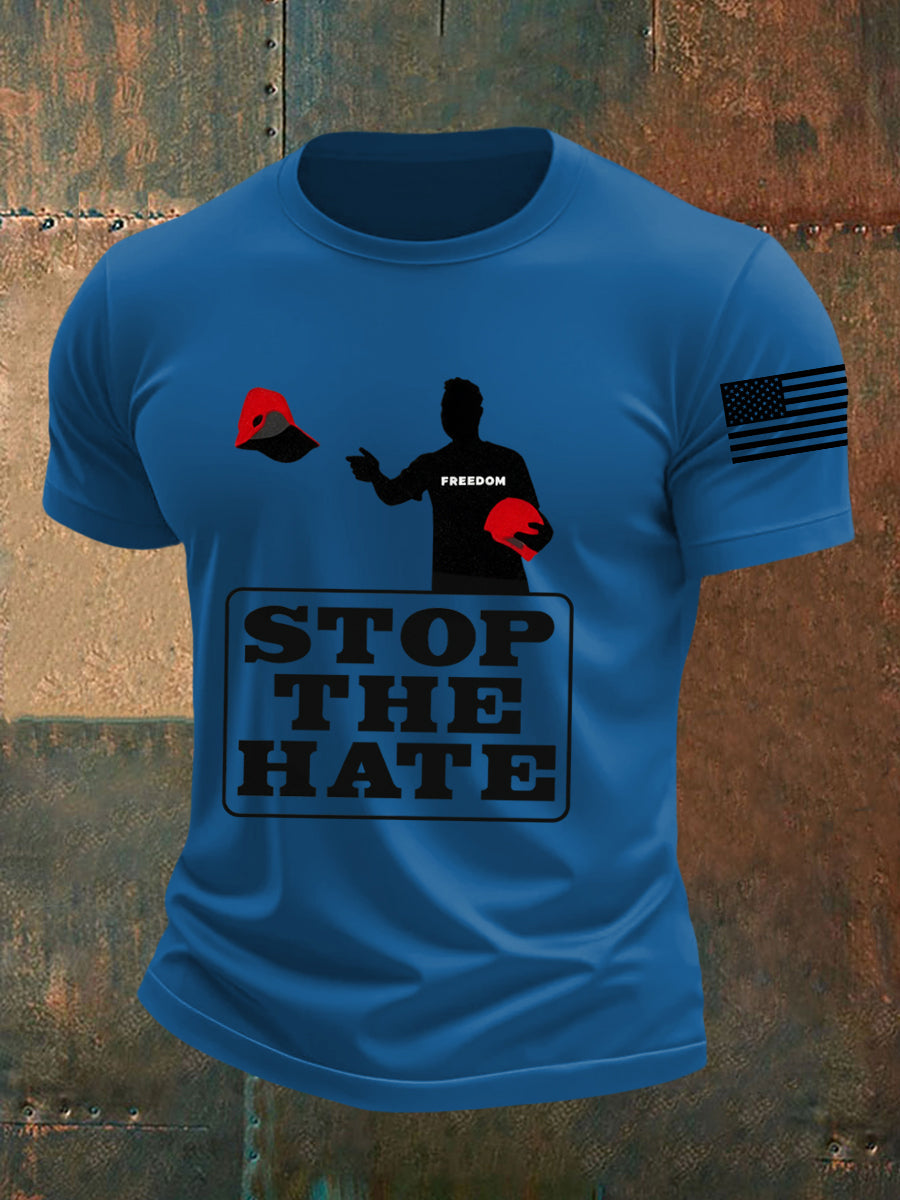 Men's Stop The Hate Print short-sleeved T-shirt