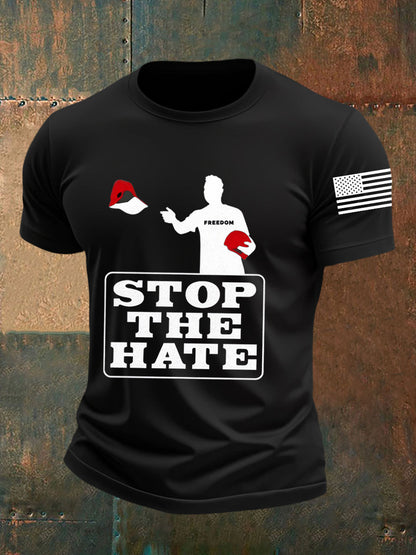 Men's Stop The Hate Print short-sleeved T-shirt