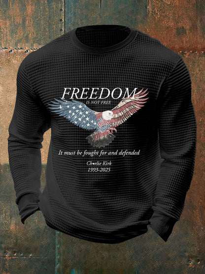 Men's Freedom Waffle Print Casual T-Shirt