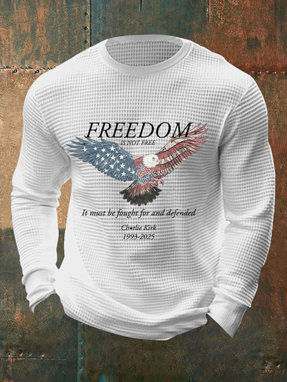 Men's Freedom Waffle Print Casual T-Shirt