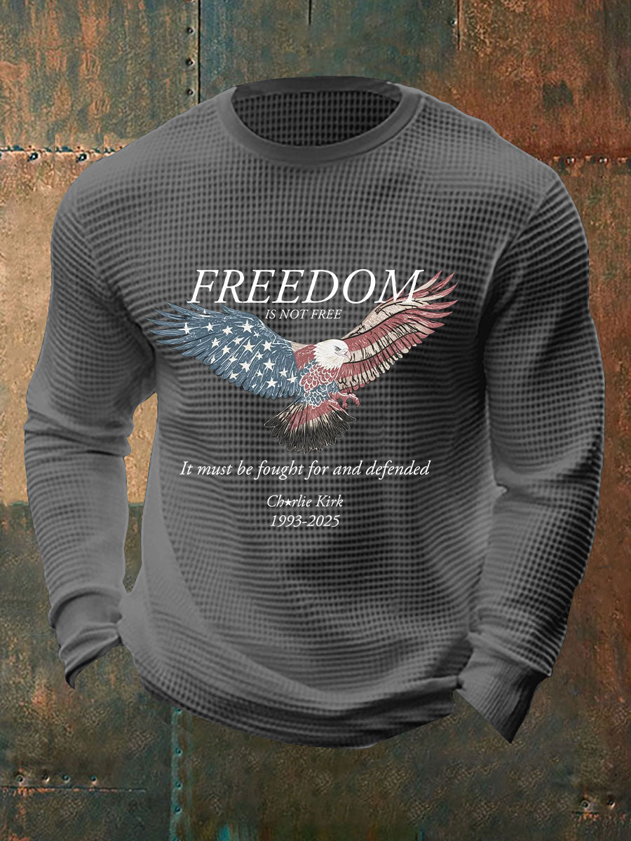 Men's Freedom Waffle Print Casual T-Shirt