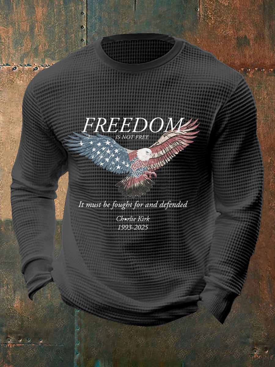 Men's Freedom Waffle Print Casual T-Shirt