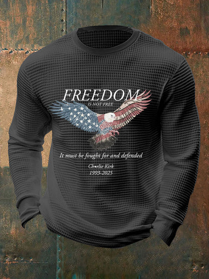 Men's Freedom Waffle Print Casual T-Shirt