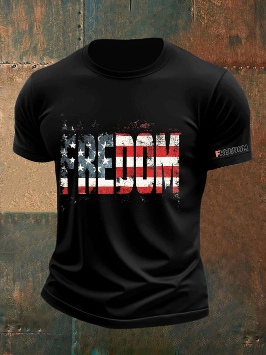 Men's Charlie Kirk Freedom Printed Vintage Fashion Loose Short Sleeve T-Shirt