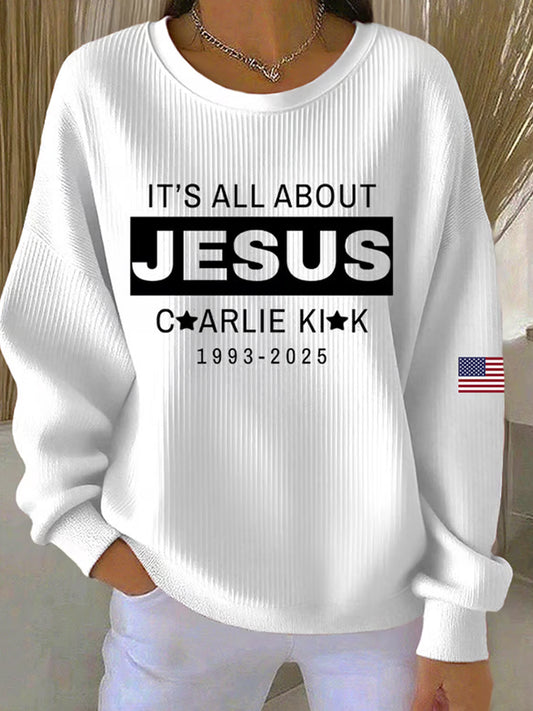 Women's Freedom Isn't Free American flag print casual sweatshirt