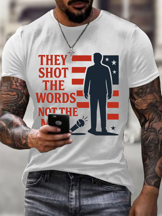 Men's Vintage Charlie Kirk American Flag Print Commemorative T-Shirt