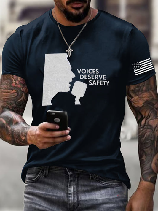 Men's Vintage Charlie Kirk American Flag Print Commemorative T-Shirt