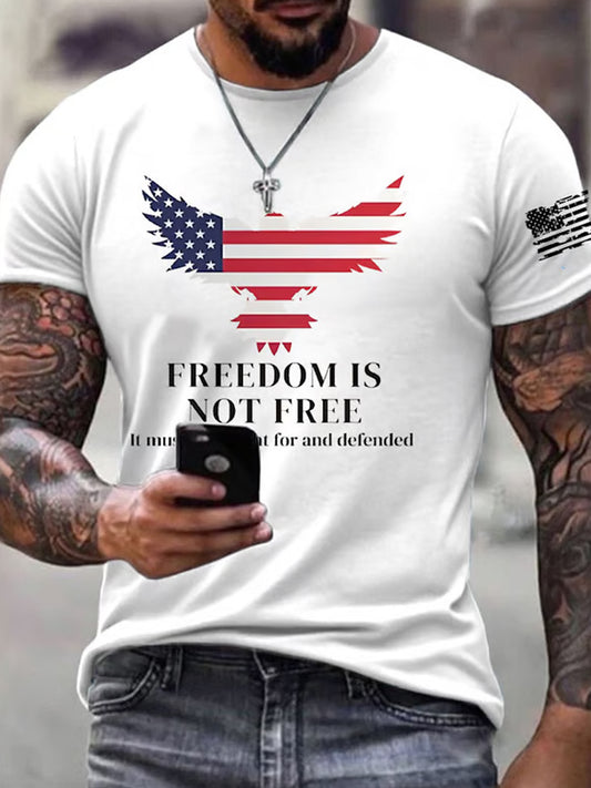 Men's Vintage Charlie Kirk American Flag Print Commemorative T-Shirt