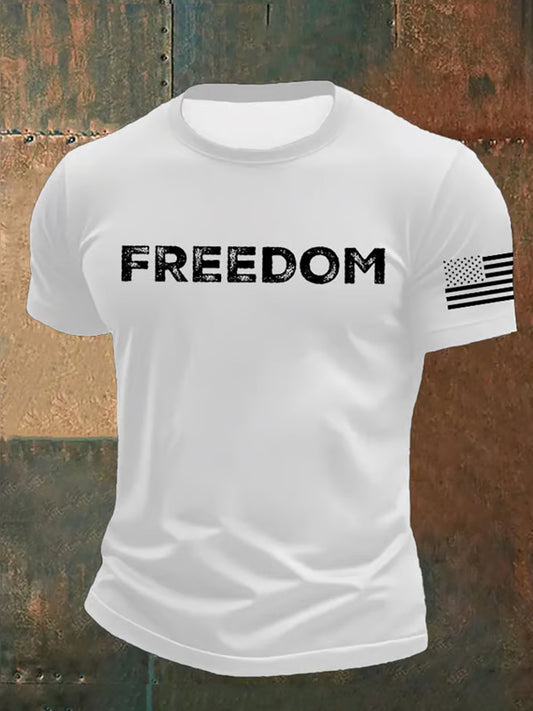 Men's Vintage Charlie Kirk American Flag Print Commemorative T-Shirt