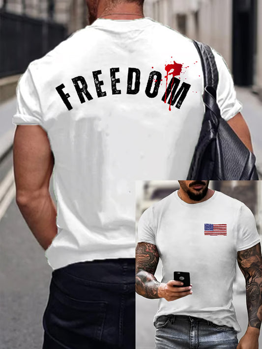 Men's Vintage Charlie Kirk American Flag Print Commemorative T-Shirt