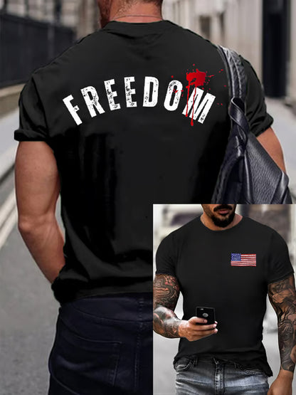 Men's Vintage Charlie Kirk American Flag Print Commemorative T-Shirt