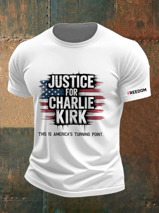 Men's Charlie Kirk Freedom Printed Vintage Fashion Loose Short Sleeve T-Shirt