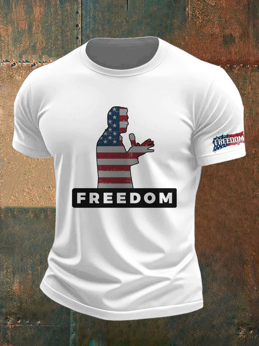 Men's Charlie Kirk Freedom Printed Vintage Fashion Loose Short Sleeve T-Shirt
