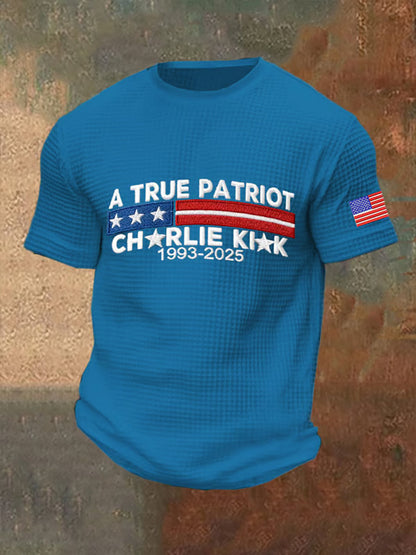 Men's Commemorative Leader A TRUE PATRIOT  Waffle Short Sleeve T-Shirt