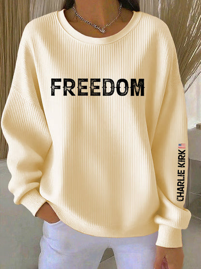 Women's Charlie Kirk "Freedom Isn't Free" Turning Point America Short Sleeve Commemorative Sweatshirt