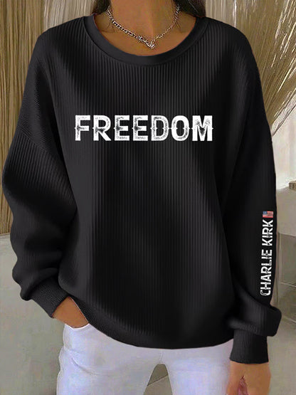 Women's Charlie Kirk "Freedom Isn't Free" Turning Point America Short Sleeve Commemorative Sweatshirt