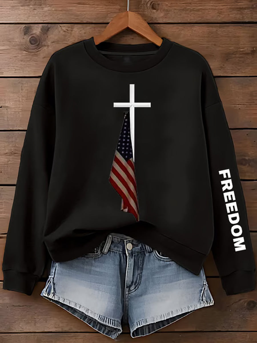 Women's Charlie Kirk "Freedom Isn't Free" Turning Point America Short Sleeve Commemorative Sweatshirt