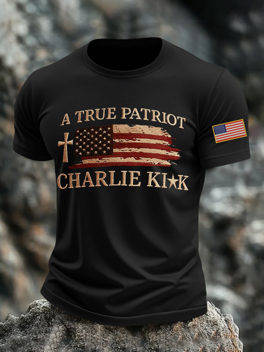 Men's A Ture Patriot Charlie Kirk Printed T-shirt
