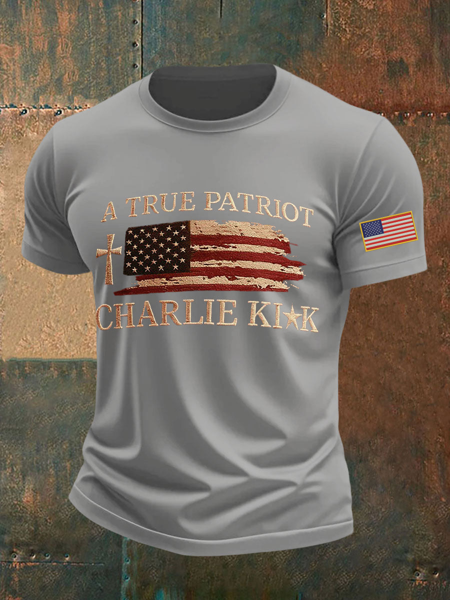 Men's A Ture Patriot Charlie Kirk Printed T-shirt